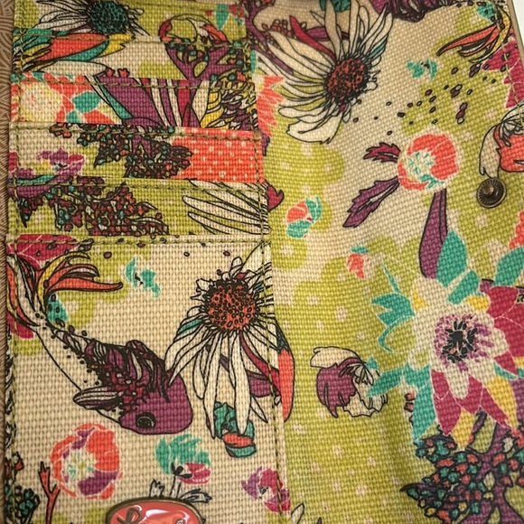 SAKROOTS Peace Orange/Coral Floral Organizer Large Tri-fold Wallet - Picture 11 of 11